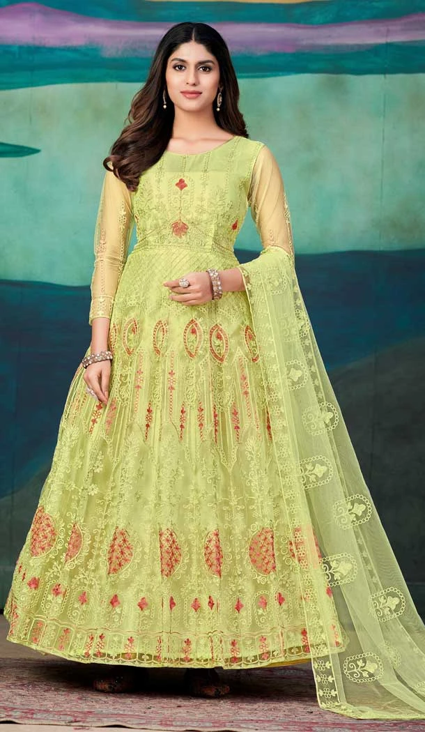 Light Green Color Net Resham Work Festival Wear Designer Salwar Suit -5812164792