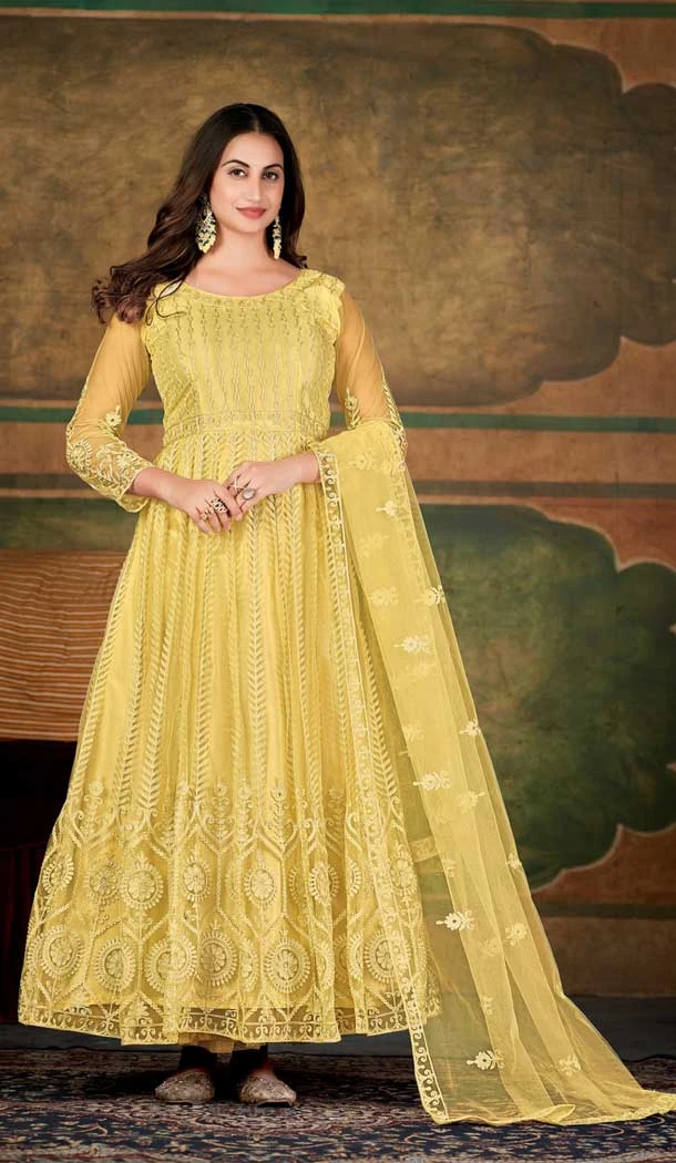 Yellow Color Net Resham Work Festival Wear Designer Salwar Suit -5812164793