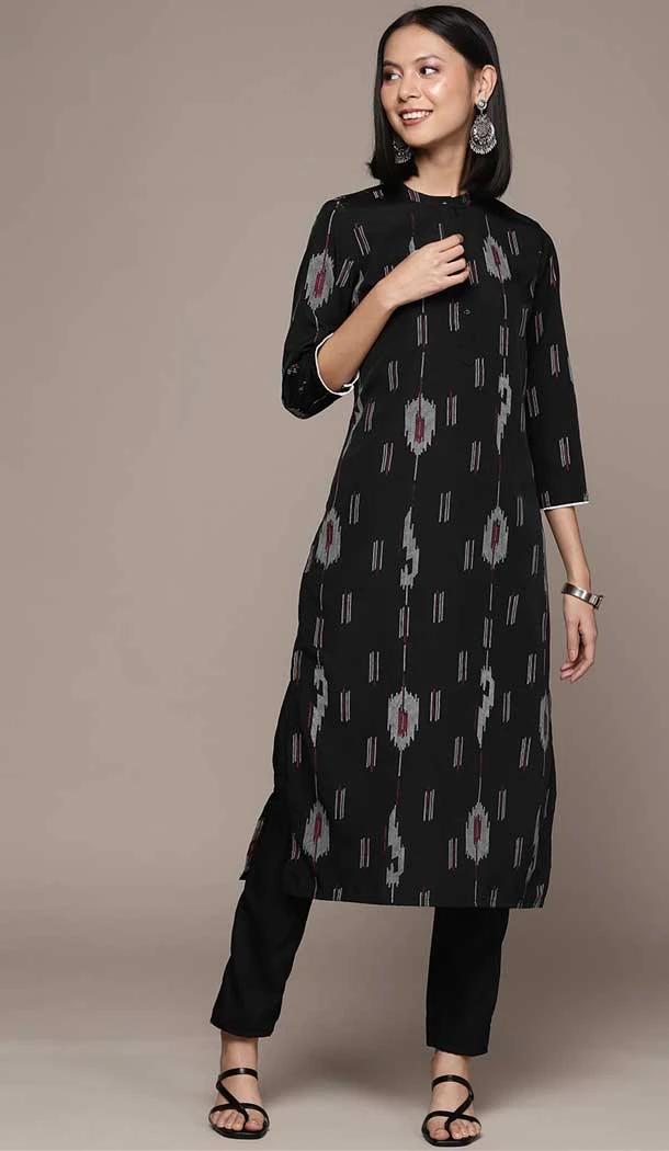 Black Color Crepe Digital Print Work Festival Wear Readymade Designer Kurti -5816164832