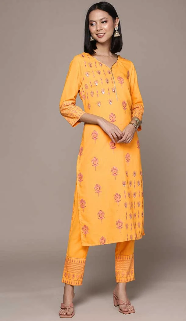 Yellow Color Rayon Digital Print Work Festival Wear Readymade Designer Kurti -5816164835
