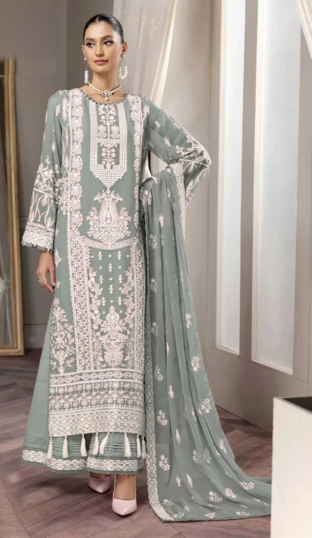 Sea Green Color Georgette Embroidery Work Pakistani Style Palazzo Salwar Kameez -5854165063