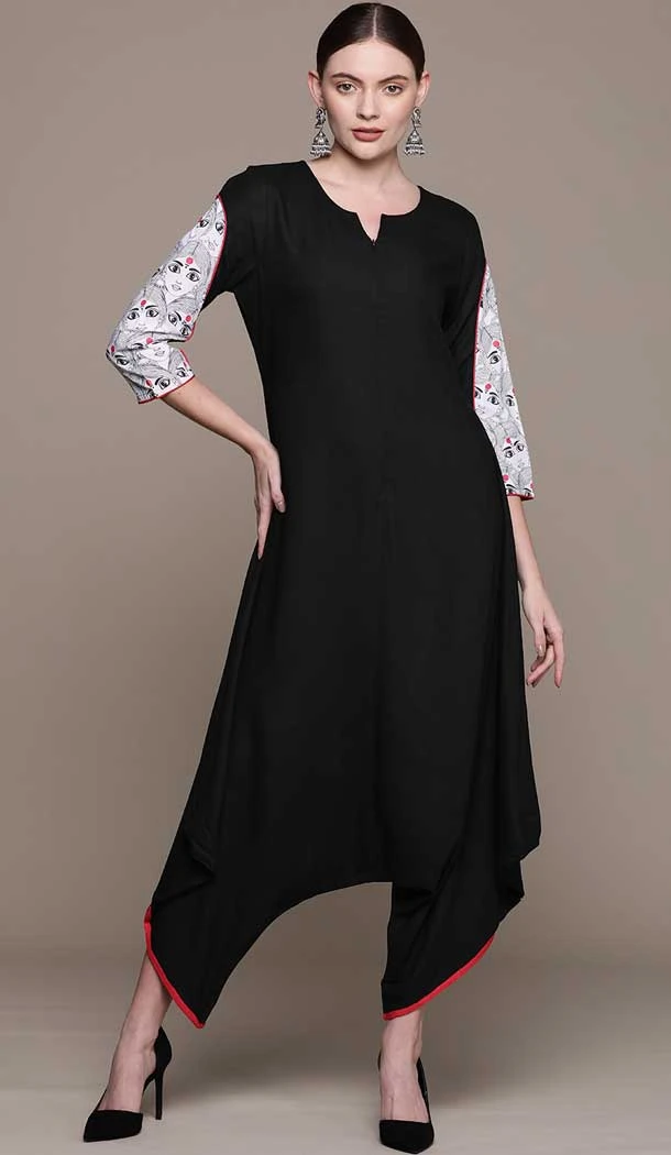 Black Color Rayon Print Work Casual Wear Readymade Jumpsuit -5862165128