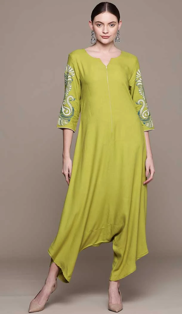 Mehendi Green Color Rayon Print Work Casual Wear Readymade Jumpsuit -5862165130