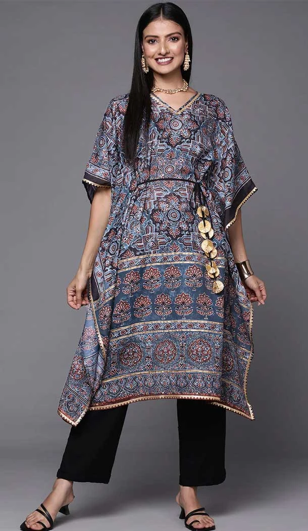 Multi Color Polyester Floral Print Work Party Wear Readymade Kurti Bottom -5863165131