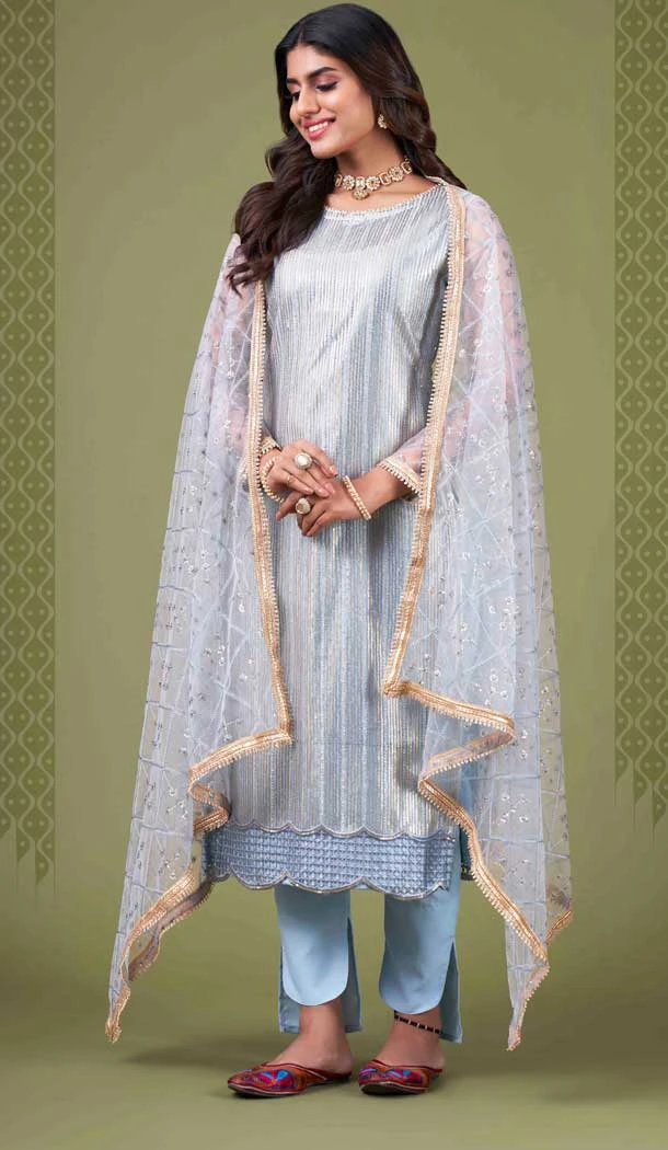 Sky Blue Color Butterfly Net Zari And Thread Work Party Wear Salwar Suit -5874165233