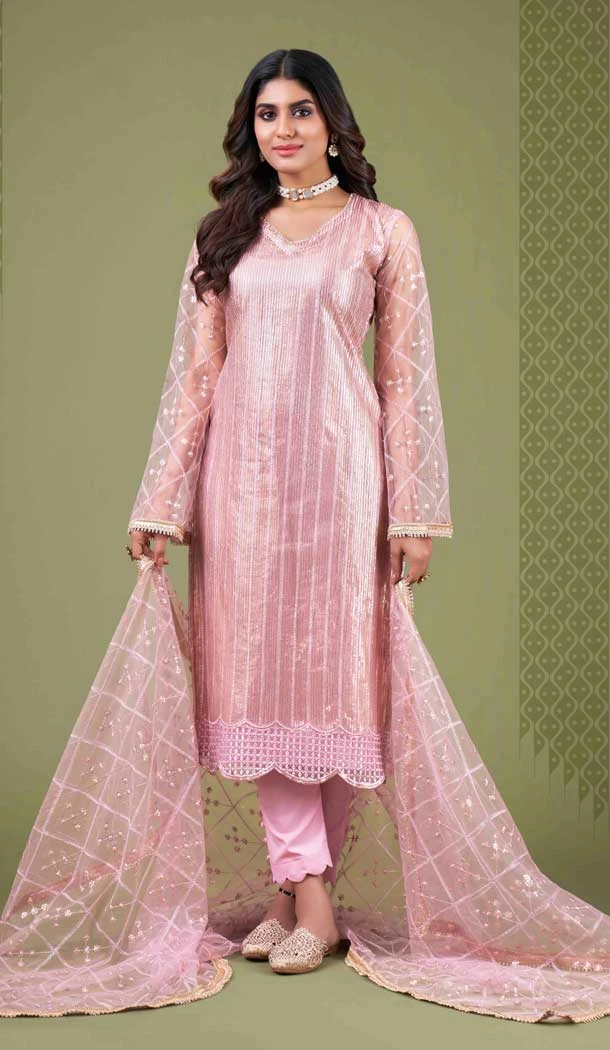 Light Pink Color Butterfly Net Zari And Thread Work Party Wear Salwar Suit -5874165235
