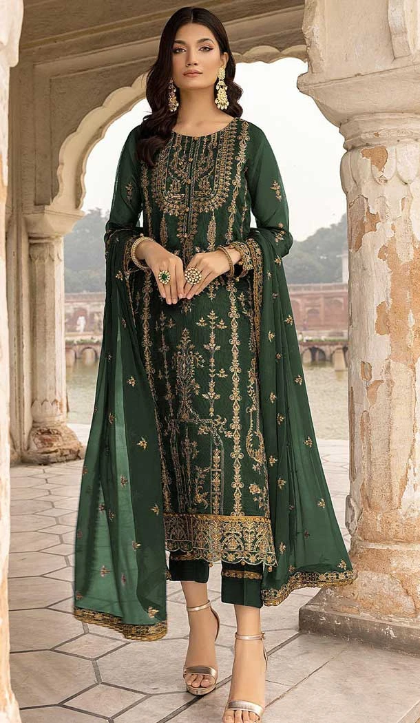 Green Color Faux Georgette Embroidery Work Function Wear Salwar Suit -5908165441