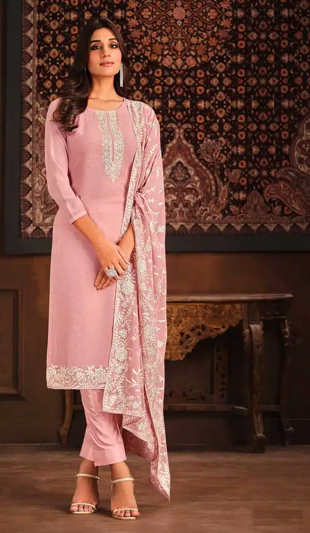 Pink Color Georgette Resham Work Party Function Wear Salwar Suit -5909165443