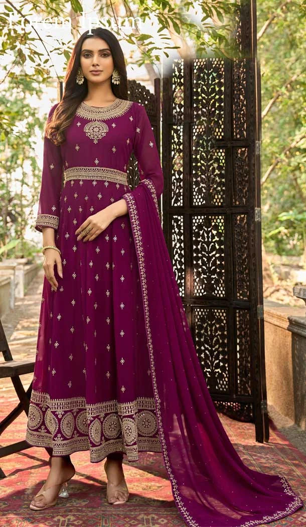 Purple Color Heavy Fox Georgette Sequins Work Party Wear Designer Salwar Suit -5939165679