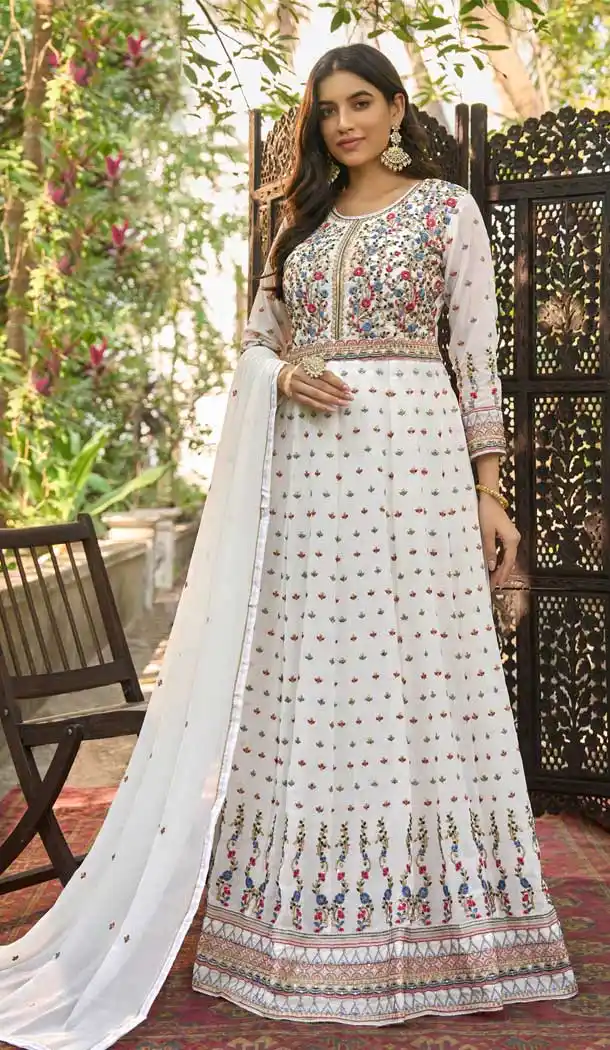 White Color Heavy Fox Georgette Sequins Work Party Wear Designer Salwar Suit -5939165680