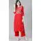 Red Color Rayon Foil Print Work Festival Wear Readymade Kurti With Bottom -5950165771