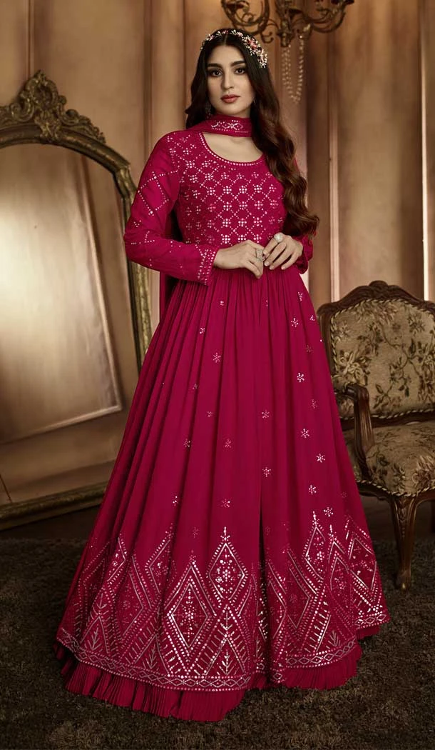 Pink Color Georgette Resham Work Party Wear Designer Salwar Kameez -5961165850