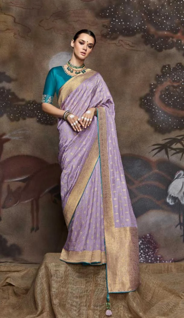 Light Purple Color Dola Silk Viscose Embroidery Work Designer Wear Saree -5970165993