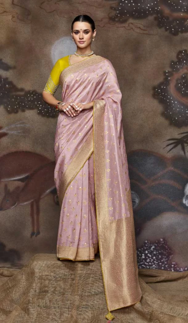 Pink Color Dola Silk Viscose Embroidery Work Designer Wear Saree -5970165995