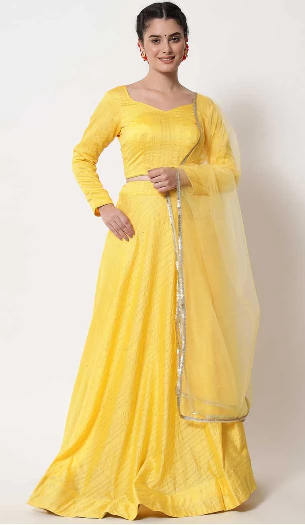 Yellow Color Cotton Resham Work Festival Party Wear Lehenga Choli -5974166022