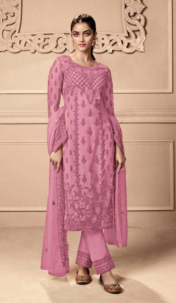 Mauve Color Net Sequins Work Festival Party Wear Salwar Kameez -5981166054