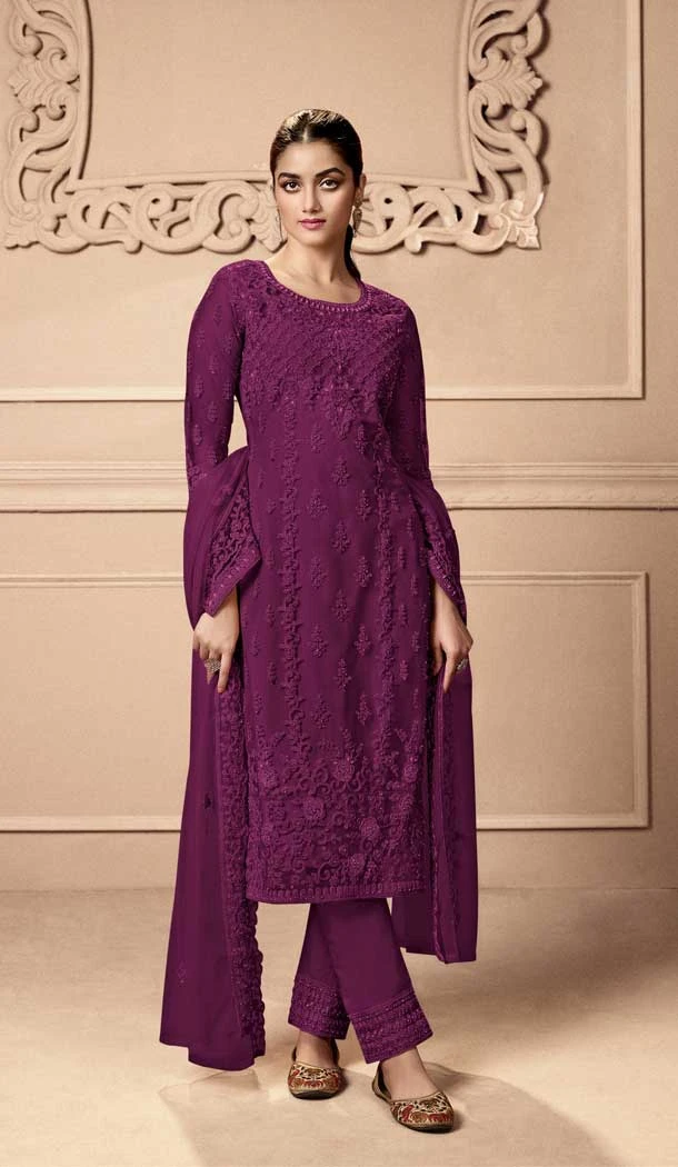 Purple Color Net Sequins Work Festival Party Wear Salwar Kameez -5981166058