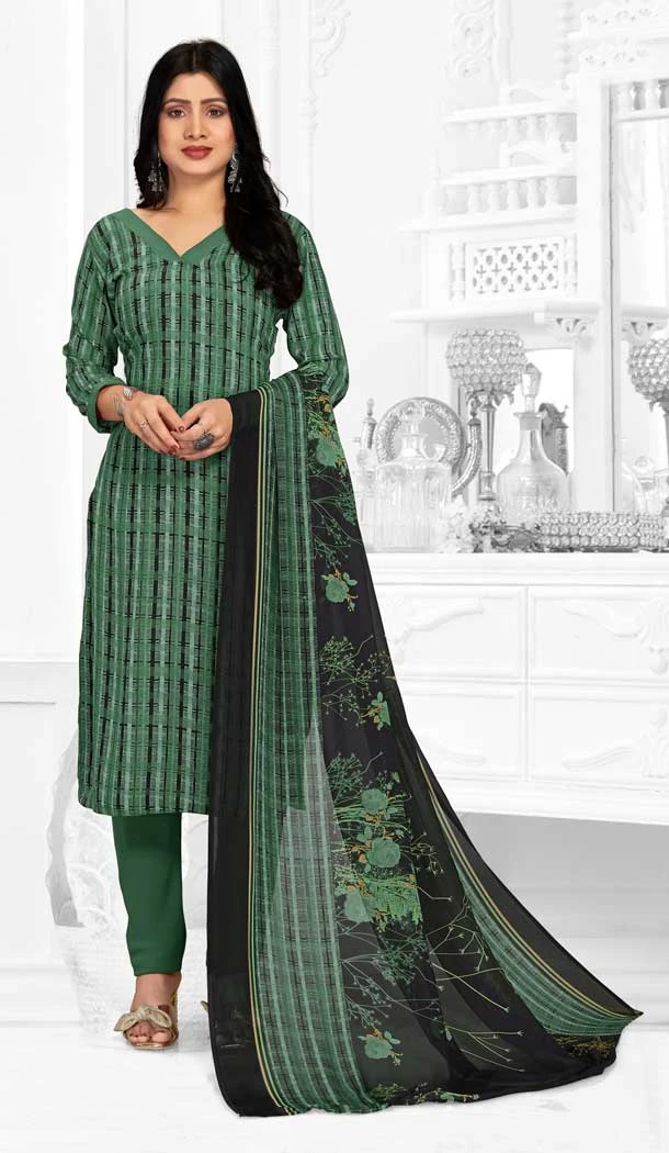 Green Color Crepe Georgette Digital Print Work Casual Wear Salwar Suit -6011166297