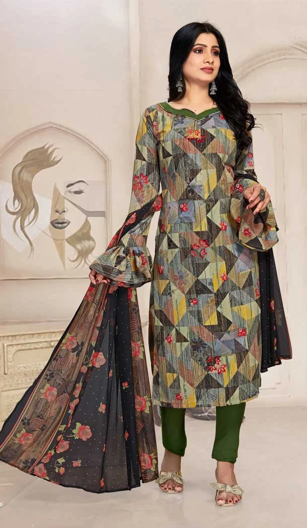 Digital And Floral Print Work Multi Color Crepe Georgette Casual Wear Salwar Kameez -6012166302