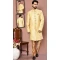 Gold Color Banarasi Silk Zari And Self Work Wedding Wear Designer Men's Sherwani -6018166385