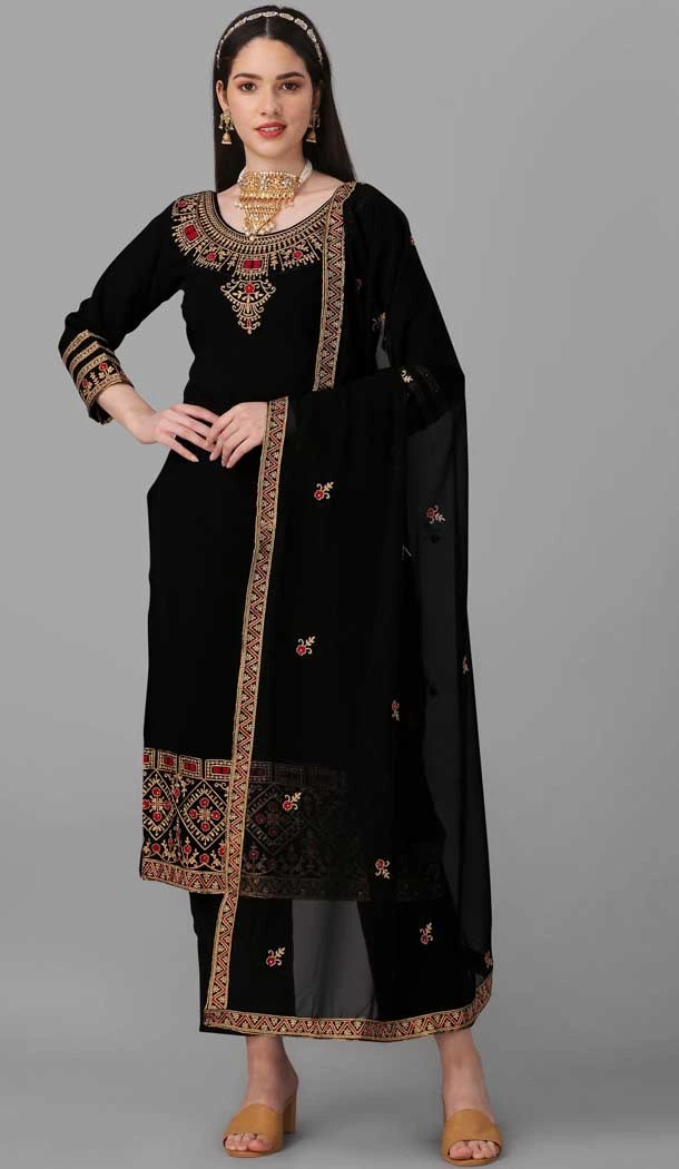 Festival Wear Black Color Georgette Embroidery Work Pakistani Style Salwar Kameez -6042166618