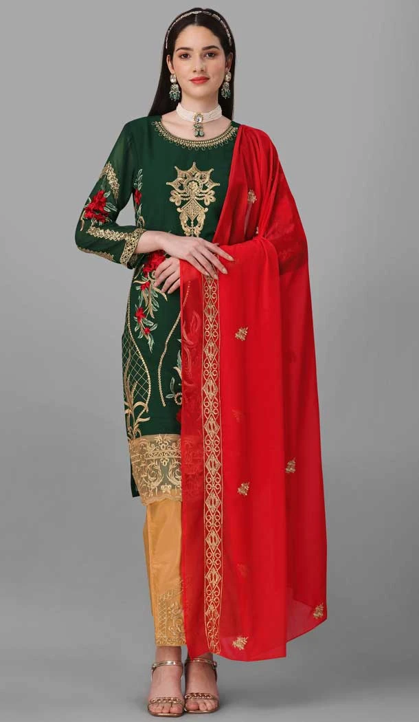 Festival Wear Embroidery Work Green Color Georgette Pakistani Style Designer Salwar Kameez -6042166624