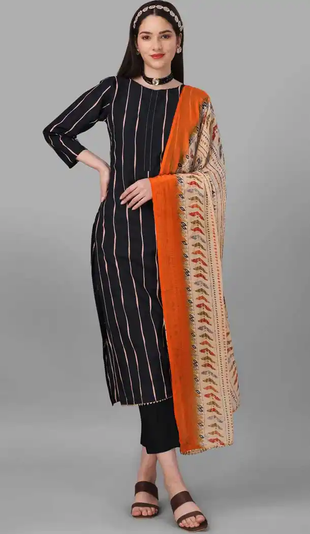 Black Color Chanderi Cotton Gotta Patti And Print Work Festival Wear Salwar Kameez -6044166631