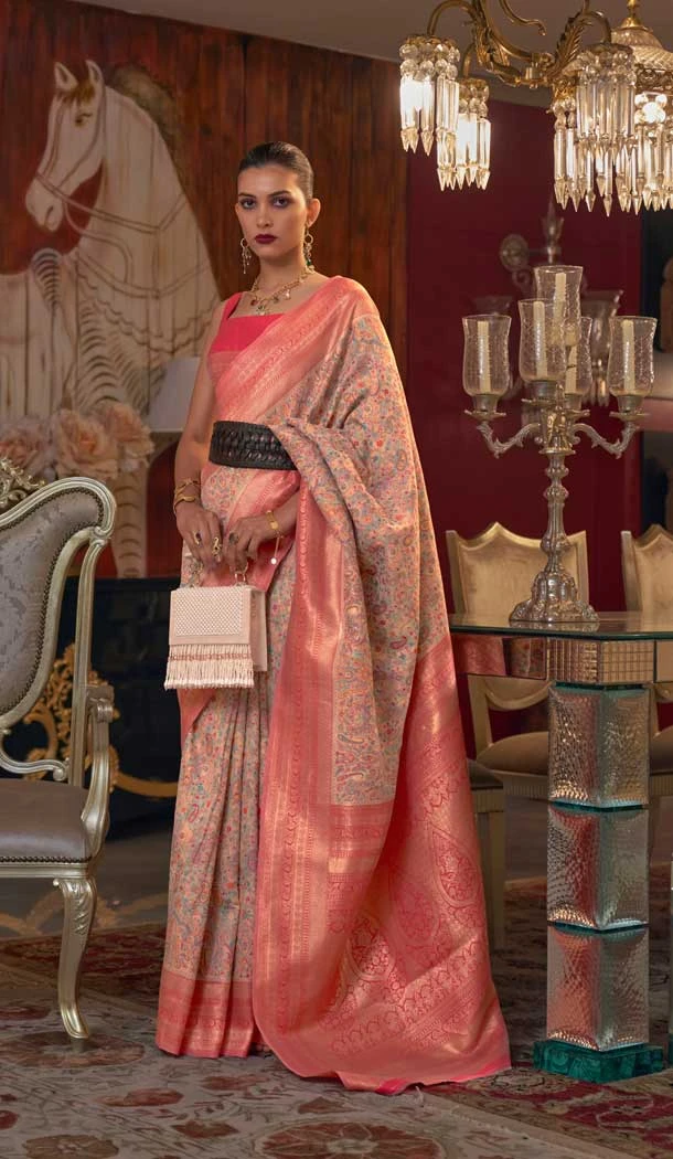 Multi Color Handloom Weaving Jacquard Traditional Wear Saree -6064166881