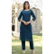 Navy Blue Color Cotton Mirror Work Readymade Designer Kurti With Bottom -6083167083