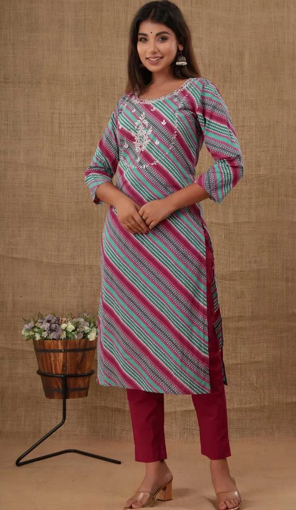 Multi Color Cotton Digital Print Work Casual Wear Readymade Designer Kurti -6083167085