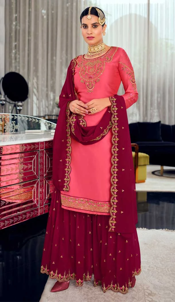 Pink Color Silk Georgette Embroidery Work Pakistani Style Salwar Kameez -6075166969
