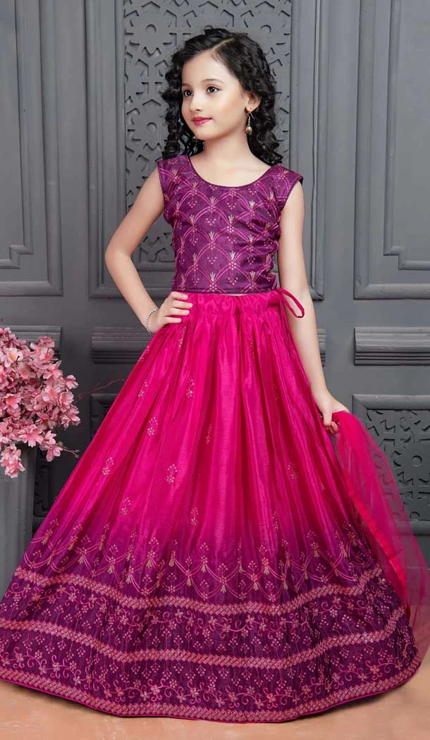 Soft Chinon Silk Sequence work Rani Pink Color Designer Girls Lehenga Choli -6088167110