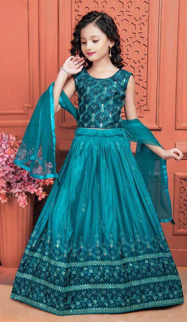 Soft Chinon Silk Sequence work Blue Color Designer Girls Lehenga Choli -6088167111