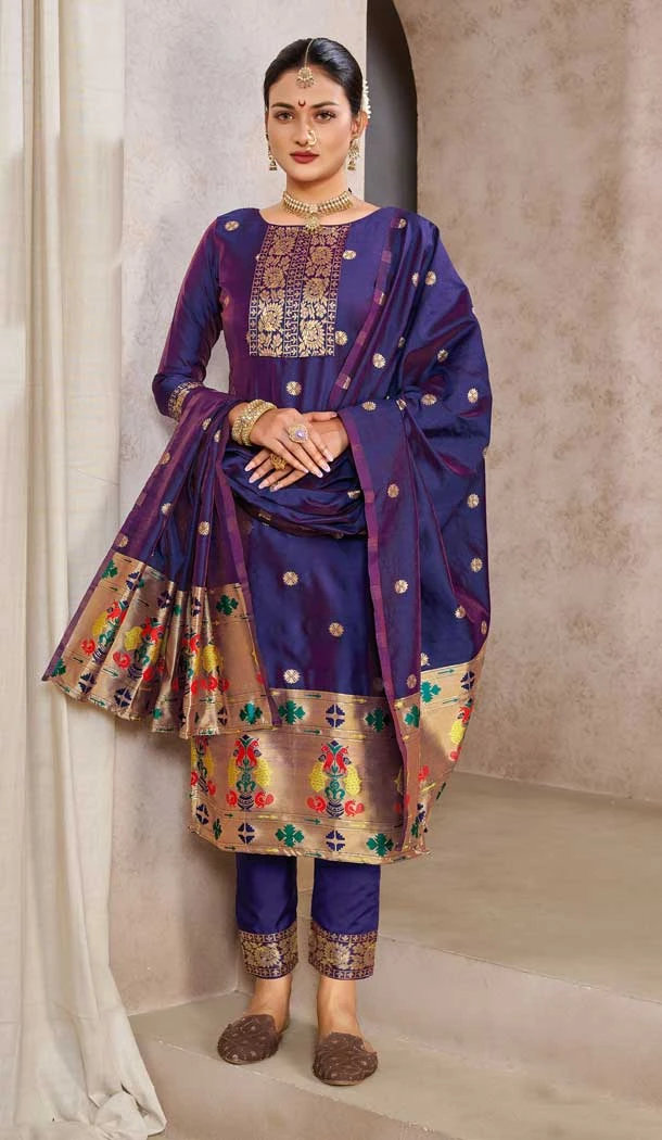 Pure Tapeta Silk Jacquard Work Blue Color Casual Party Wear Salwar Suit -6134167483