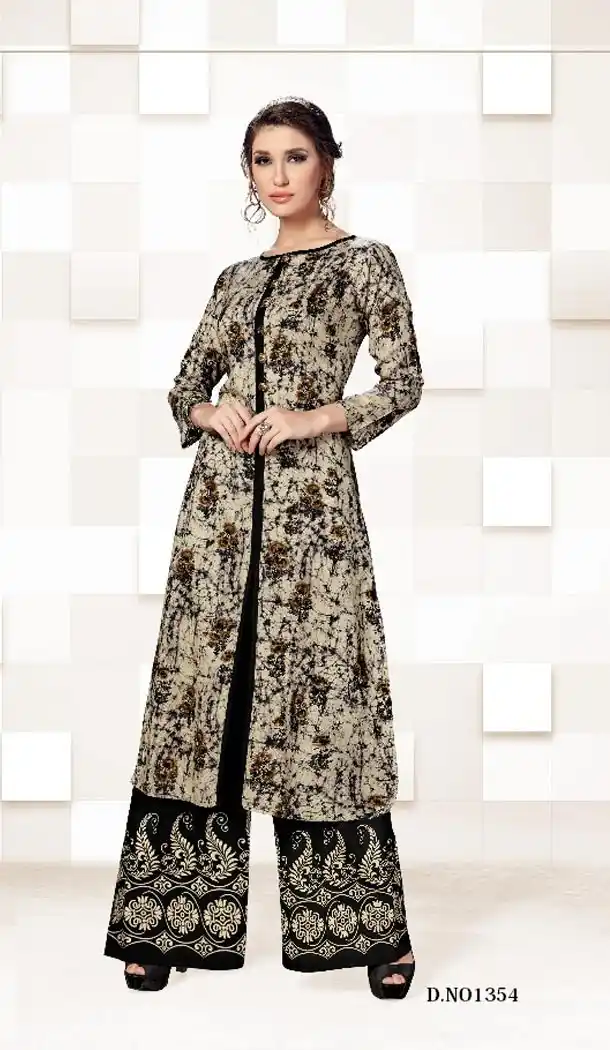 Daily Wear Off White Color Reyon Fabric Casual Wear Palazzo Dress | FHBERV7-1354
