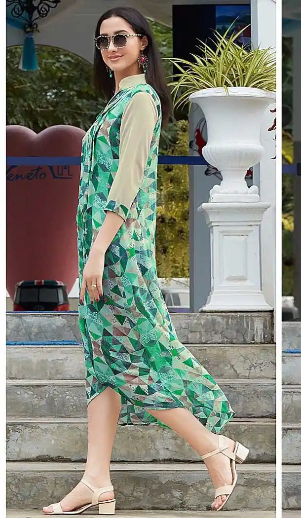 Buy Fancy Indo Western with Green Color Georgette Designer Party Wear Kurti | FHBE-ZB682