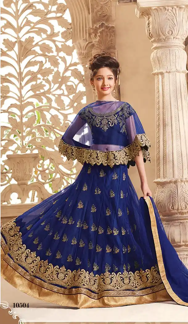 Blue Color Net Silk Designer Girls Lehenga Choli | FHBE10504