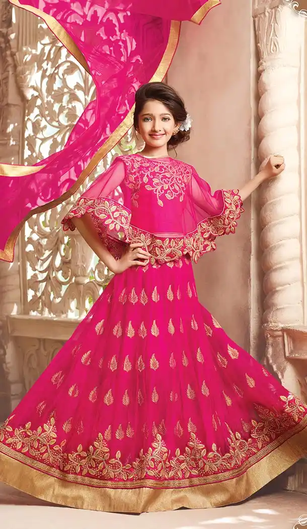 Pink Color Net Silk Designer Girls Lehenga Choli | FHBE10506