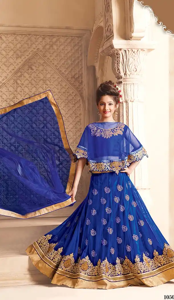 Blue Color Net Silk Designer Girls Lehenga Choli | FHBE10508