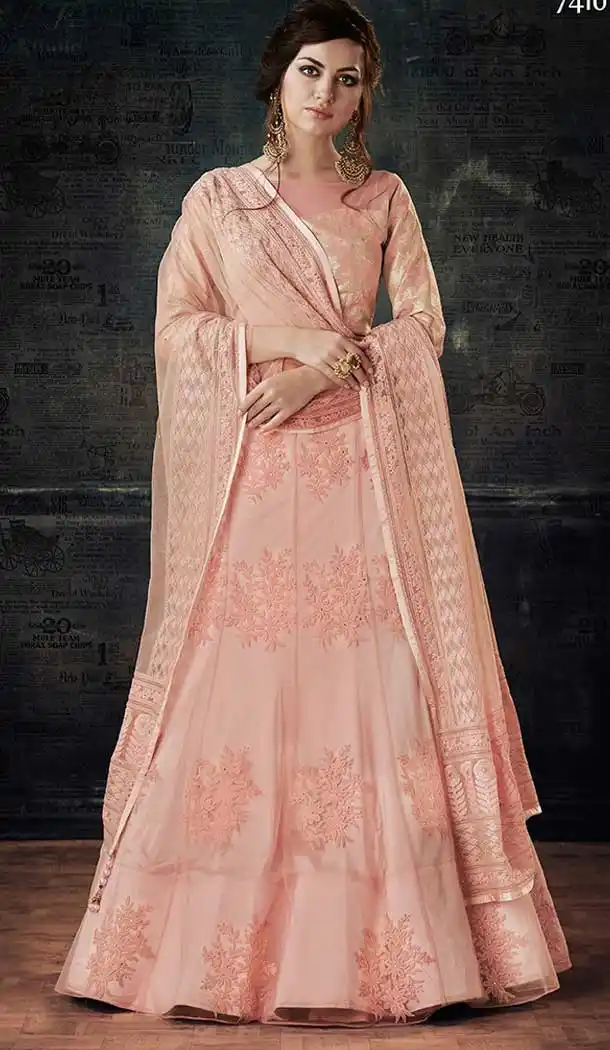 Net with Jacquard  A Line Engagement Designer Lehenga with beautified embroidery designs | FHBEMM7410