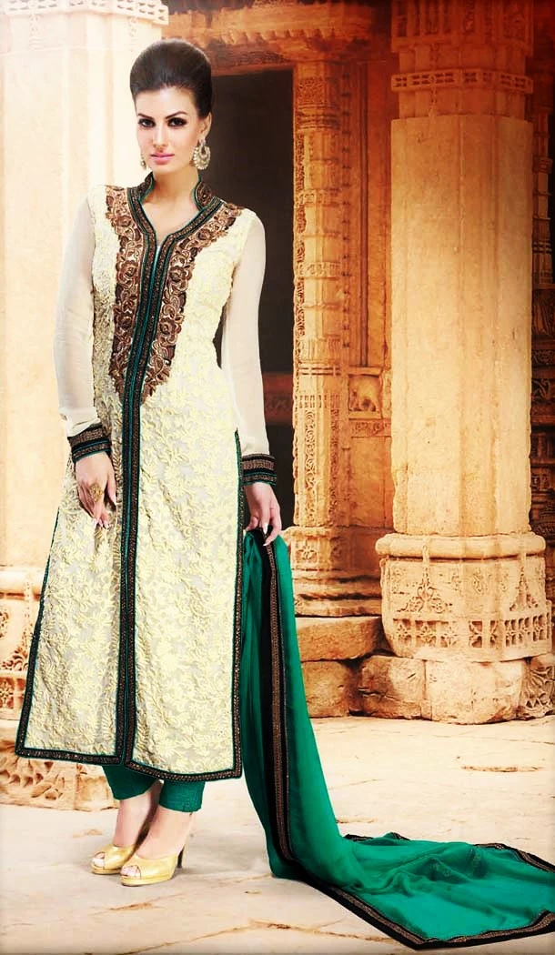 Ravishing Buttercream Faux Georgette Party Wear Churidar Kameez -291951888 Ravishing Buttercream Faux Georgette Party Wear Churidar Kameez -291951888