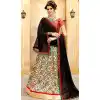 Cream Color Jacquard Silk Digitally Printed Party Wear Lahange| FHK13245452