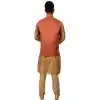 Mens Art Silk Golden Kurta Pajama with Nehru Jecket | FHK13465463