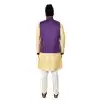 Mens Art Silk Cream Kurta Pajama with Nehru Jecket | FHK13465464