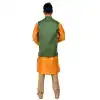 Mens Art Silk Cadminm Orange Kurta Pajama with Nehru Jecket | FHK13465465
