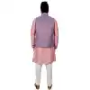 Mens Art Silk Cameo Pink Kurta Pajama with Nehru Jecket | FHK13465466