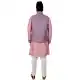 Mens Art Silk Cameo Pink Kurta Pajama with Nehru Jecket | FHK13465466