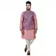 Mens Art Silk Cameo Pink Kurta Pajama with Nehru Jecket | FHK13465466