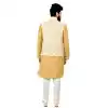 Mens Cotton Silk Golden Yellow Kurta Pajama with Nehru Jecket | FHK13465468