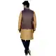 Mens Art Silk Golden Kurta Pajama with Nehru Jecket | FHK13465470
